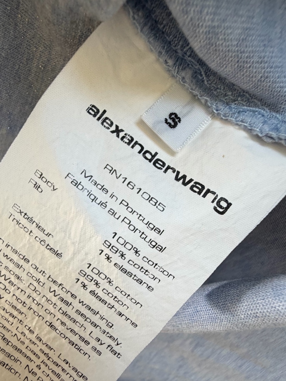 Alexander Wang Gray Blue Glitter Logo Short Sleeve Tee Shirt Size S View 5